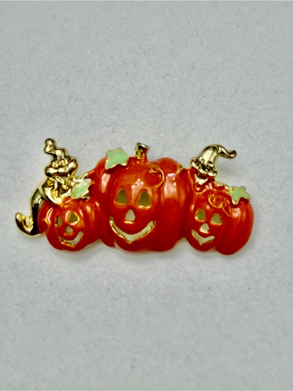 Halloween Pumpkin Trio Enamel Pin - Orange #H11